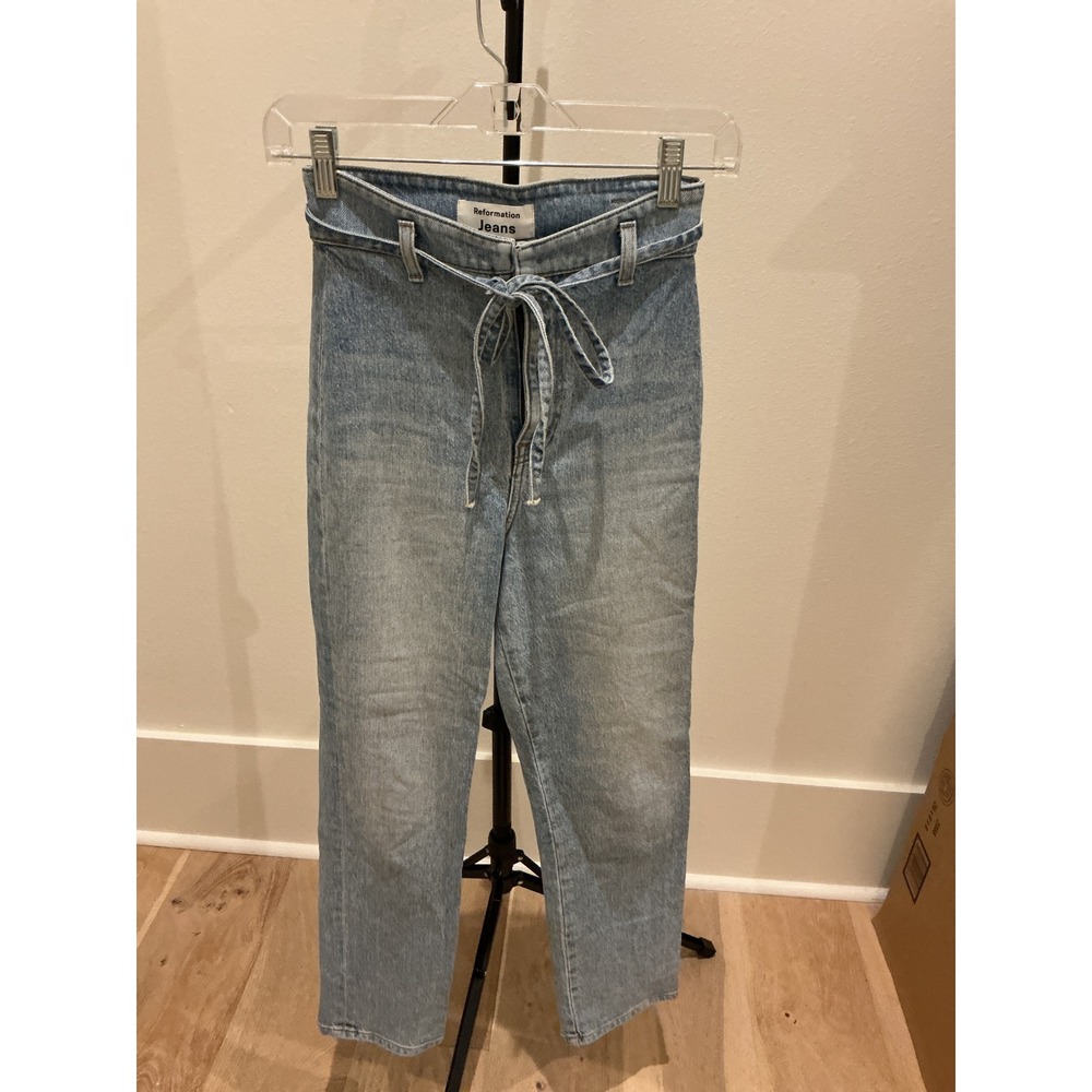 Reformation Vicki Jeans Montego Wash High Rise Tie Waist Straight Leg Size 23